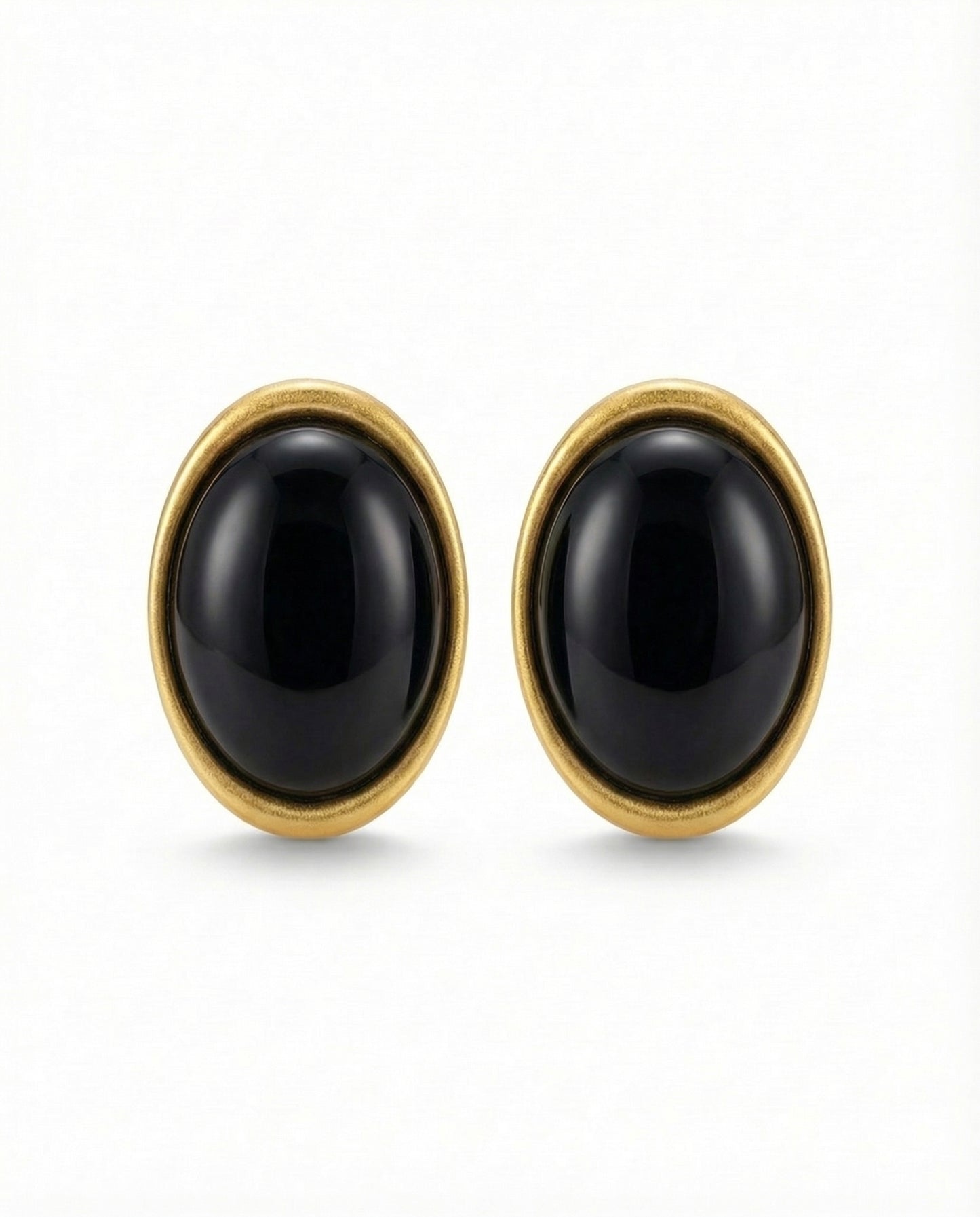 onyx oval statement earrings 