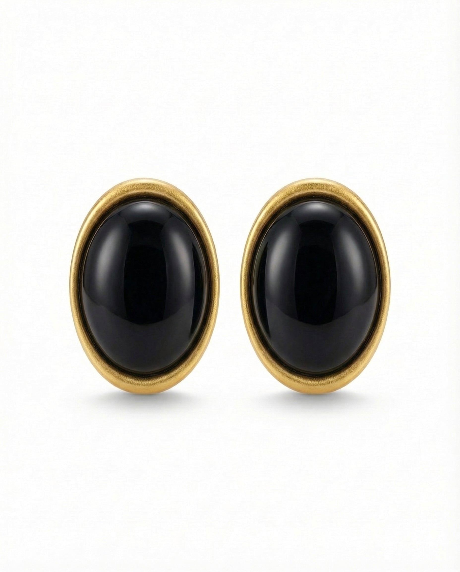 onyx oval statement earrings 