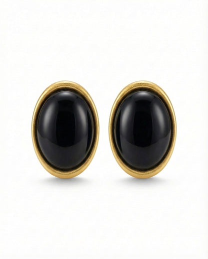onyx oval statement earrings 