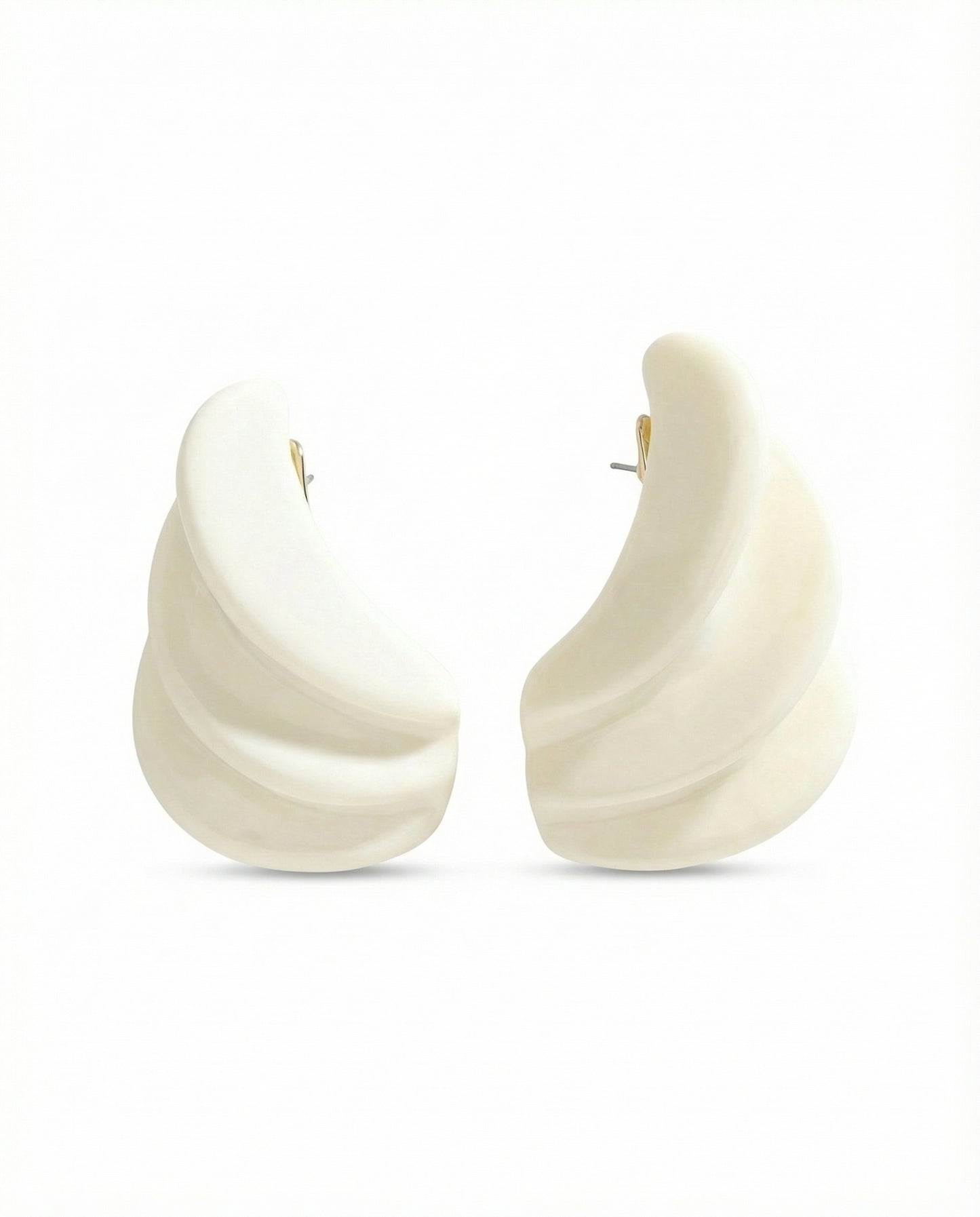 modern sculptural statement earrings with smooth resin finish