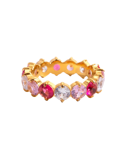 18K gold plated stainless steel pastel rainbow zircon eternity band ring by Clarabelle