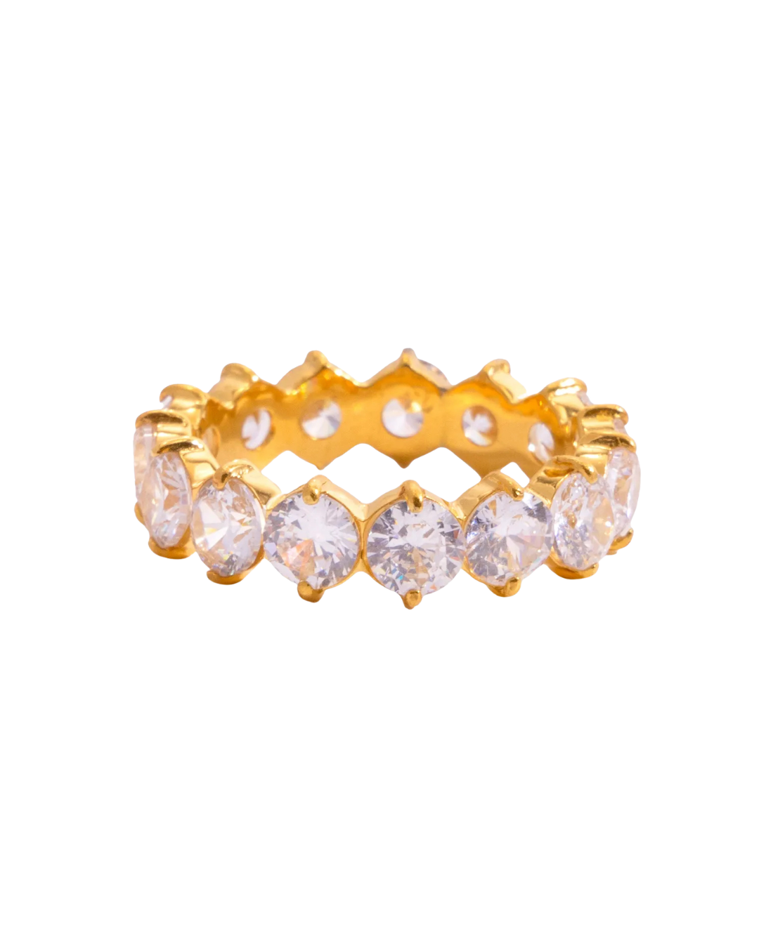 18K gold plated stainless steel white zircon eternity band ring by Clarabelle