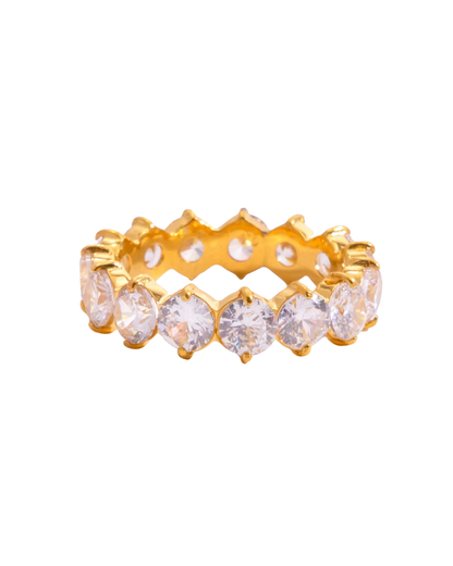 18K gold plated stainless steel white zircon eternity band ring by Clarabelle